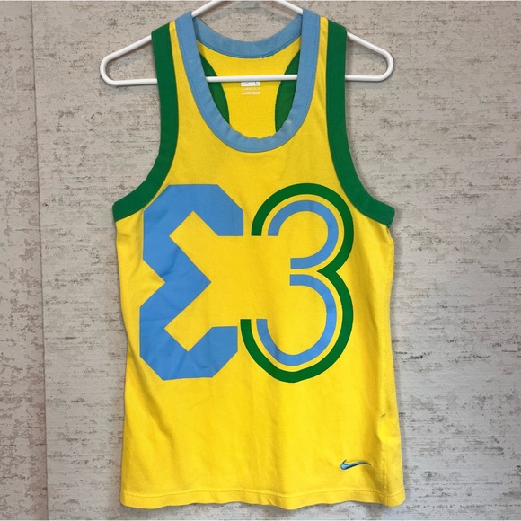 Nike Ribbed Tank Top 33 Yellow Green Sz L Cool Unique Athletic Track Gorpcore - Picture 1 of 14